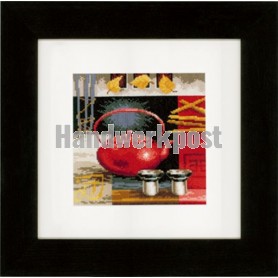 stickpackung oosterse theepot, rood