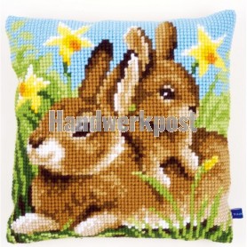 kreuzstichkissen mama en baby konijn