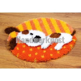 knüpfdecke wit hondje