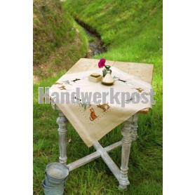 kreuzstichdecke spelende poezen, beige