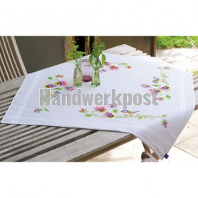 kreuzstichdecke pimpelmees met viooltjes, wit