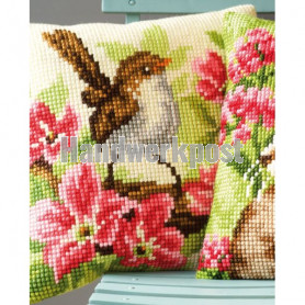 kreuzstichkissen vogel op magnoliatak