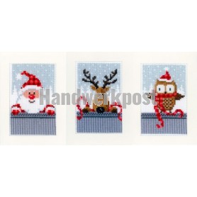 stickpackung weihnachtskarte (3 st.) kerstman, kerstuiltje en rendier