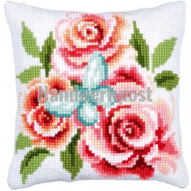 kreuzstichkissen vlinder met rozen