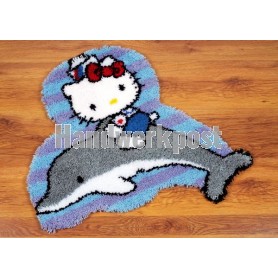 knüpfdecke hello kitty, kitty op een dolfijn
