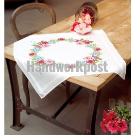 kreuzstichdecke bloemenkrans, wit