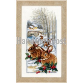 stickpackung familie konijn in wintersfeer