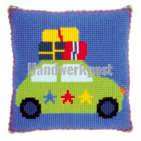 kreuzstichkissen lief!, op vakantie met de auto (incl. kissenrücken)