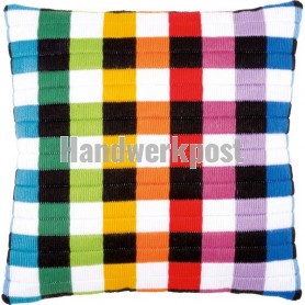 spannstichkissen gekleurde vierkanten