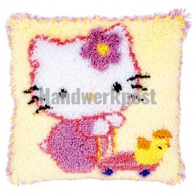 knüpfkissen hello kitty, kitty met eendje