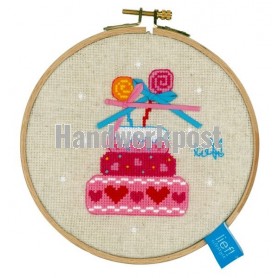 stickpackung lief!, verjaardagstaart met strikjes (incl. stickring)