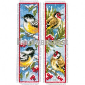 stickpackung lesezeichen (2 st.) vogels in wintersfeer