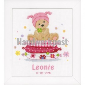 stickpackung geburt thomas/leonie (incl. blauw/rose garn)
