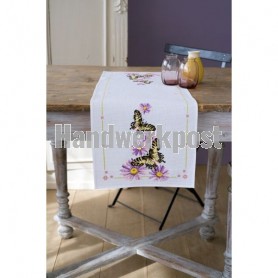 läufer vlinders op paarse asters, wit auf aida