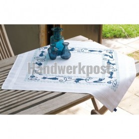 kreuzstichdecke vrolijke poezenbende, wit