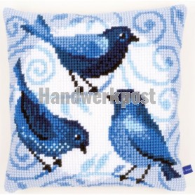 kreuzstichkissen blauwe vogels