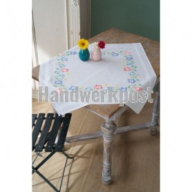 kreuzstichdecke vrolijke bloemen, wit
