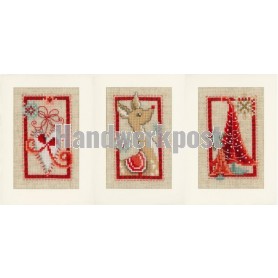 stickpackung weihnachtskarte (3 st.) hart, hert en kerstboom