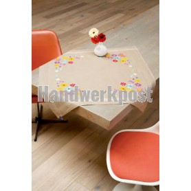 kreuzstichdecke fleurige bloemen, beige