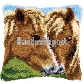 knüpfkissen bruine paarden