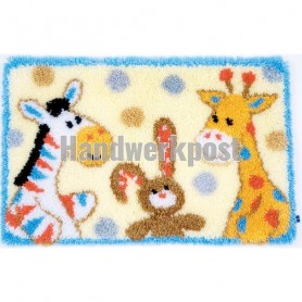 knüpfdecke zebra, konijn en giraffe