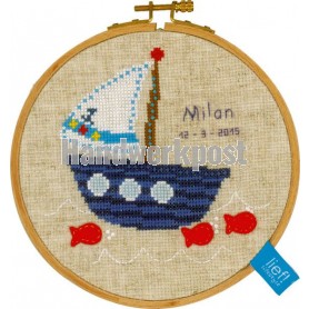 stickpackung lief!, zeilbootje met visjes (incl. stickring)