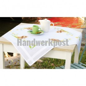 kreuzstichdecke konijntjes in het gras, wit