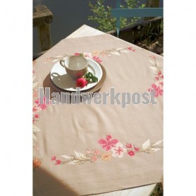 kreuzstichdecke rose bloemen, beige