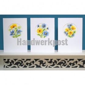 stickpackung glückwunschkarte (3 st.) gele met blauwe bloemen