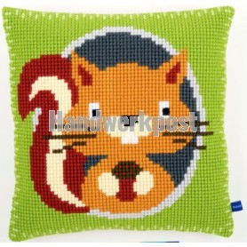 kreuzstichkissen in het bos, eekhoorn