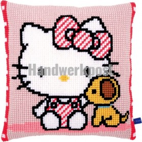 kreuzstichkissen hello kitty, met puppy