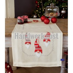 kreuzstichläufer kerstkabouters, ecru