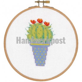 stickpackung cactus met rode bloem (incl. stickring)