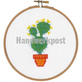 stickpackung cactus met gele bloem (incl. stickring)