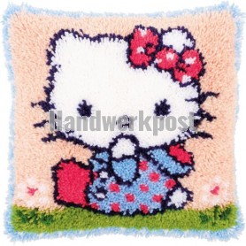 knüpfkissen hello kitty, in het gras