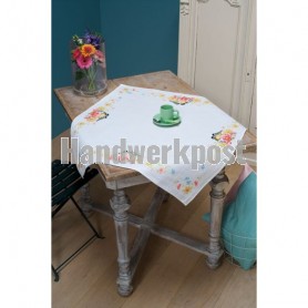 decke koolmeesjes met bloemen, wit mit aida kante