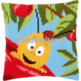 kreuzstichkissen maya de bij, willie in rode appel