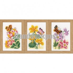 stickpackung bloemen met vlinders drieluik