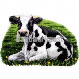 knüpfdecke rustende koe in de wei