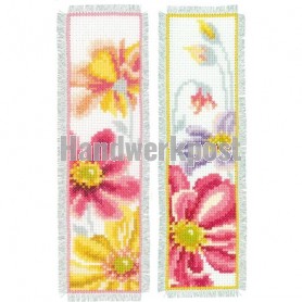 stickpackung lesezeichen (2 st.) kleurige bloemen