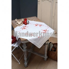 kreuzstichdecke zingende kerstkabouters, wit
