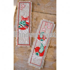 stickpackung lesezeichen (2 st.) uil en vogels in wintersfeer