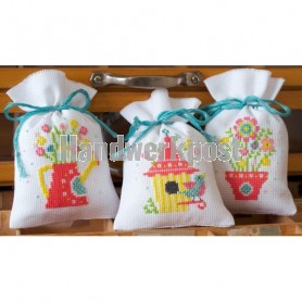 stickpackung kräutertütchen (3 st.) gieter, vogelhuisje en bloemen