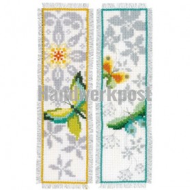 stickpackung lesezeichen (2 st.) vlinders met bloemen