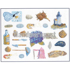 stickpackung collage strand en zee