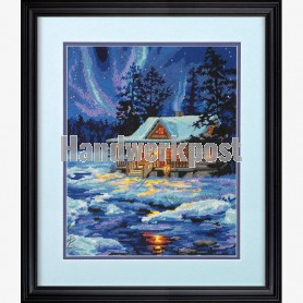 halber kreuzstichpackung chalet in wintersfeer