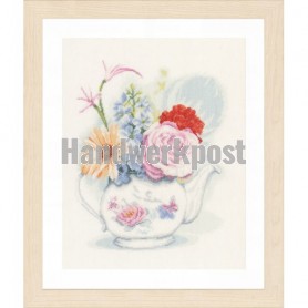 stickpackung bloemen in theepot