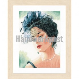 stickpackung dame met hoed