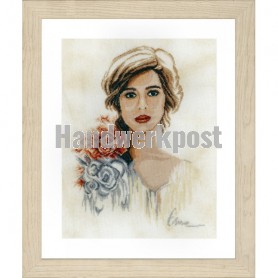 stickpackung romantische vrouw met bloem