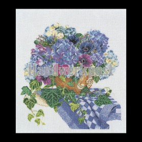 stickpackung hortensia op theedoek